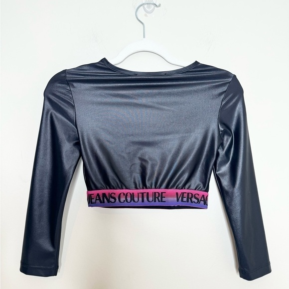 NWT Versace Jeans Couture Logo Crop Top Black XXS - Picture 6 of 6